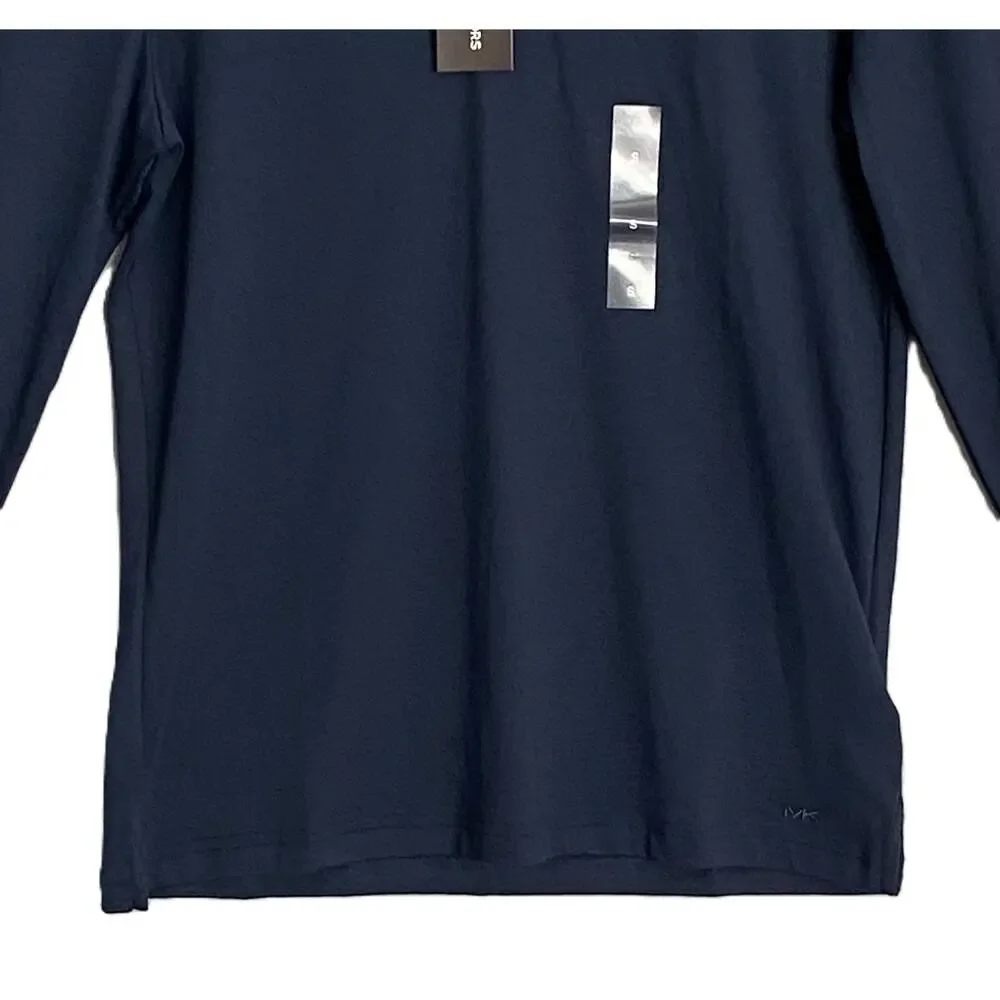 Michael Kors Polo Shirt Hoodie Men's Small Pima Cotton Stretch Dark Blue NEW